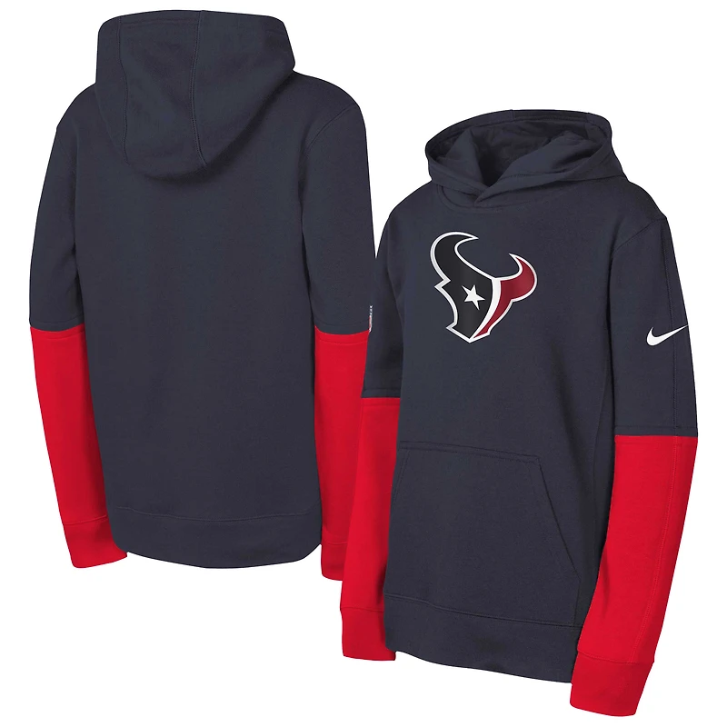 Youth Nike  Navy Houston Texans Club Pullover Hoodie