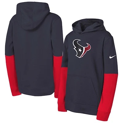 Youth Nike  Navy Houston Texans Club Pullover Hoodie