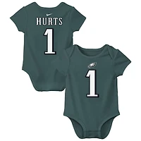 Newborn & Infant Nike Jalen Hurts Midnight Green Philadelphia Eagles Player Name & Number Bodysuit