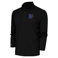 Men's Antigua  Black Houston Texans Tribute Quarter-Zip Pullover Top