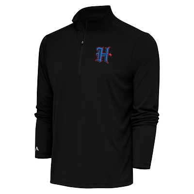 Men's Antigua  Black Houston Texans Tribute Quarter-Zip Pullover Top