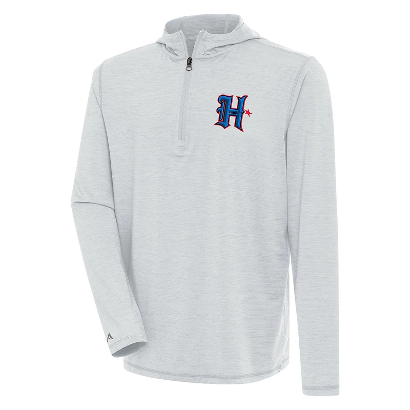 Men's Antigua  Heather Gray Houston Texans Tidy Quarter-Zip Pullover Top