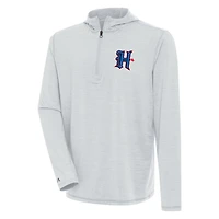 Men's Antigua  Heather Gray Houston Texans Tidy Quarter-Zip Pullover Top