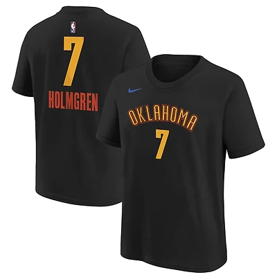 Youth Nike Chet Holmgren Black Oklahoma City Thunder 2024/25 City Edition Name & Number T-Shirt