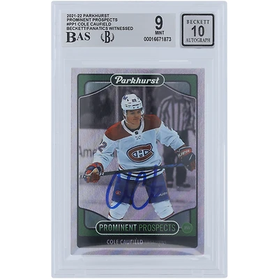 Cole Caufield Montreal Canadiens Autographed 2021-22 Upper Deck Parkhurst Prominent Prospects #PP1 Beckett Fanatics Witnessed Authenticated 9/10 Rookie Card