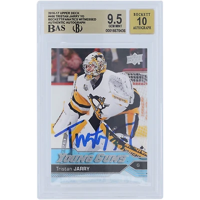 Tristan Jarry Pittsburgh Penguins Autographed 2016-17 Upper Deck Series 2 Young Guns #466 Beckett Fanatics Witnessed Authenticated 9.5/10 Rookie Card