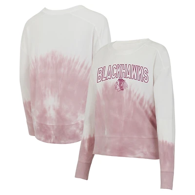Women's Concepts Sport Pink/White Chicago Blackhawks Orchard Tie-Dye Long Sleeve Top