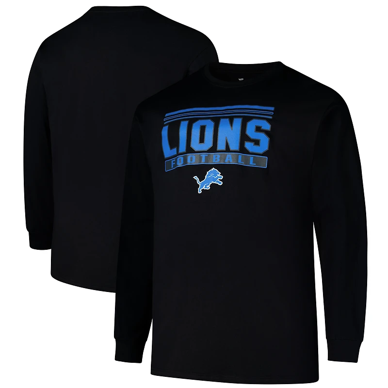 Men's Profile Black Detroit Lions Big & Tall Pop Long Sleeve T-Shirt
