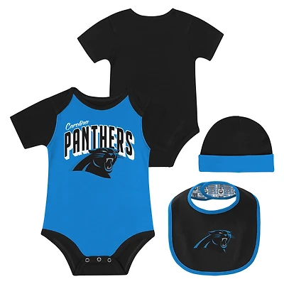 Newborn & Infant Carolina Panthers Dynamic Duo Bodysuit, Bib & Knit Hat Set