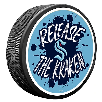 Seattle Kraken Slogan Hockey Puck