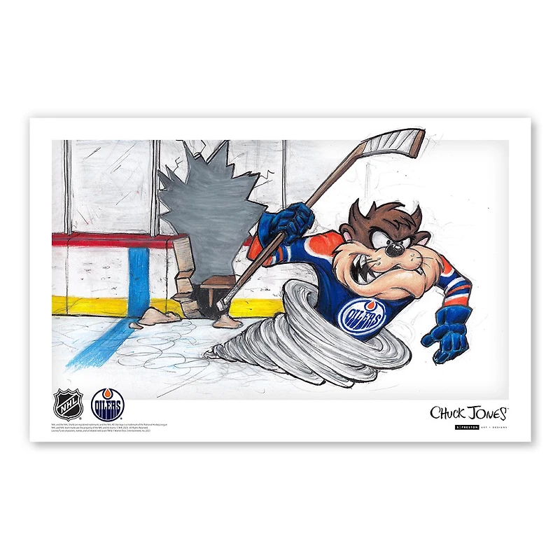 Tasmanian Devil Edmonton Oilers 11" x 17" Looney Tunes Poster Print
