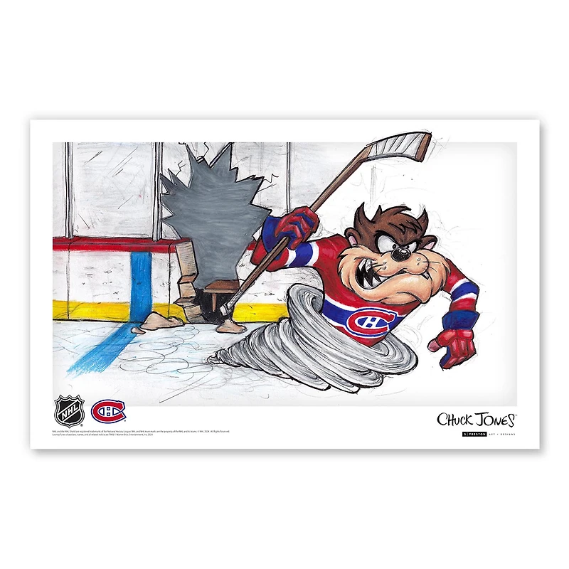 Tasmanian Devil Montreal Canadiens 11" x 17" Looney Tunes Poster Print