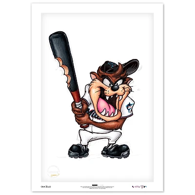 Tasmanian Devil Miami Marlins 14" x 20" Looney Tunes Fine Art Print - Limited Edition