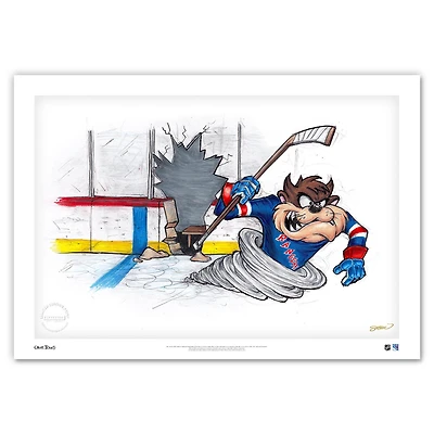 Tasmanian Devil New York Rangers 14" x 20" Looney Tunes Fine Art Print - Limited Edition