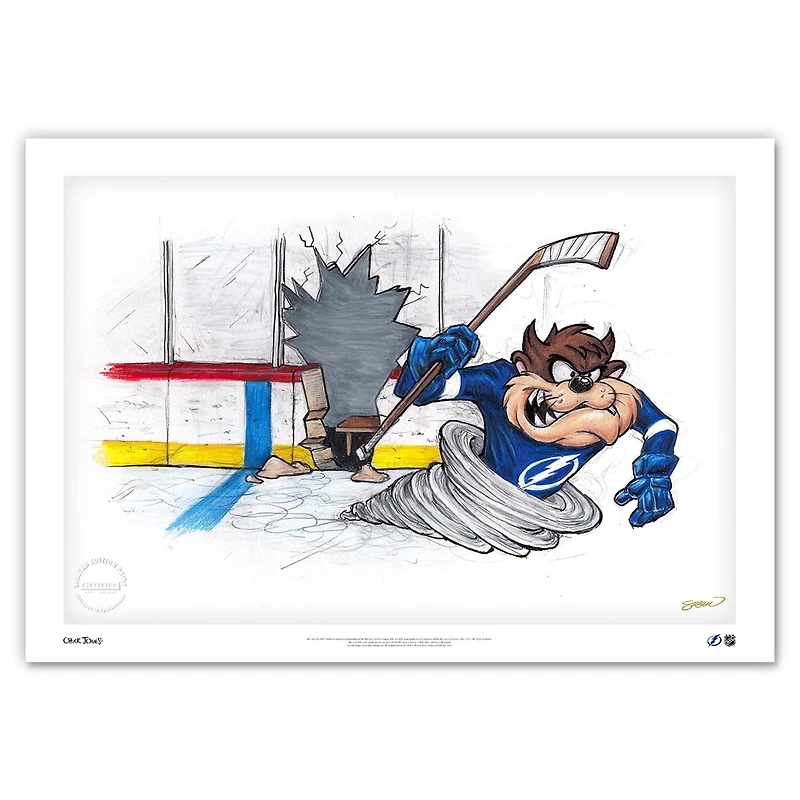 Tasmanian Devil Tampa Bay Lightning 24" x 36" Looney Tunes Fine Art Print - Limited Edition