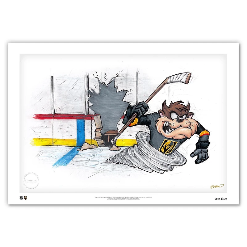 Tasmanian Devil Vegas Golden Knights 24" x 36" Looney Tunes Fine Art Print - Limited Edition