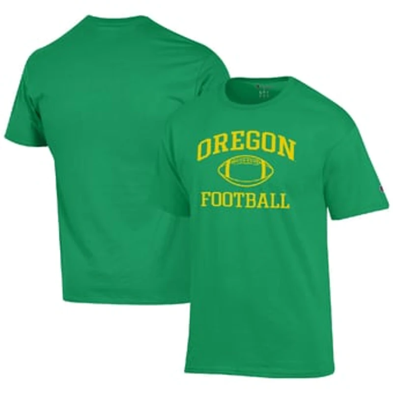 Men's Champion Green Oregon Ducks Football Icon  T-Shirt