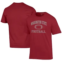 Men's Champion Crimson Washington State Cougars Football Icon  T-Shirt