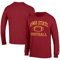 Men's Champion Cardinal Iowa State Cyclones Football Icon Long Sleeve T-Shirt