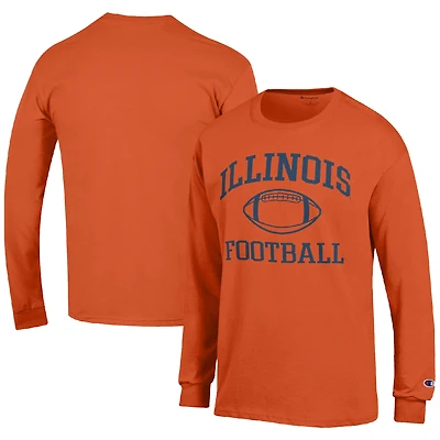 Men's Champion Orange Illinois Fighting Illini Football Icon Long Sleeve T-Shirt