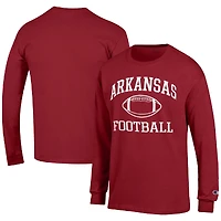 Men's Champion Cardinal Arkansas Razorbacks Football Icon Long Sleeve T-Shirt