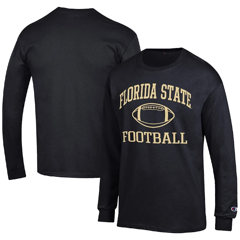Men's Champion Black Florida State Seminoles Football Icon Long Sleeve T-Shirt