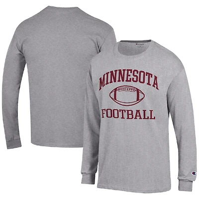 Men's Champion Heather Gray Minnesota Golden Gophers Football Icon Long Sleeve T-Shirt