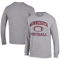 Men's Champion Heather Gray Minnesota Golden Gophers Football Icon Long Sleeve T-Shirt