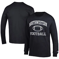 Men's Champion Black Northwestern Wildcats Football Icon Long Sleeve T-Shirt
