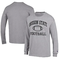 Men's Champion Heather Gray Oregon State Beavers Football Icon Long Sleeve T-Shirt