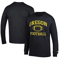 Men's Champion Black Oregon Ducks Football Icon Long Sleeve T-Shirt