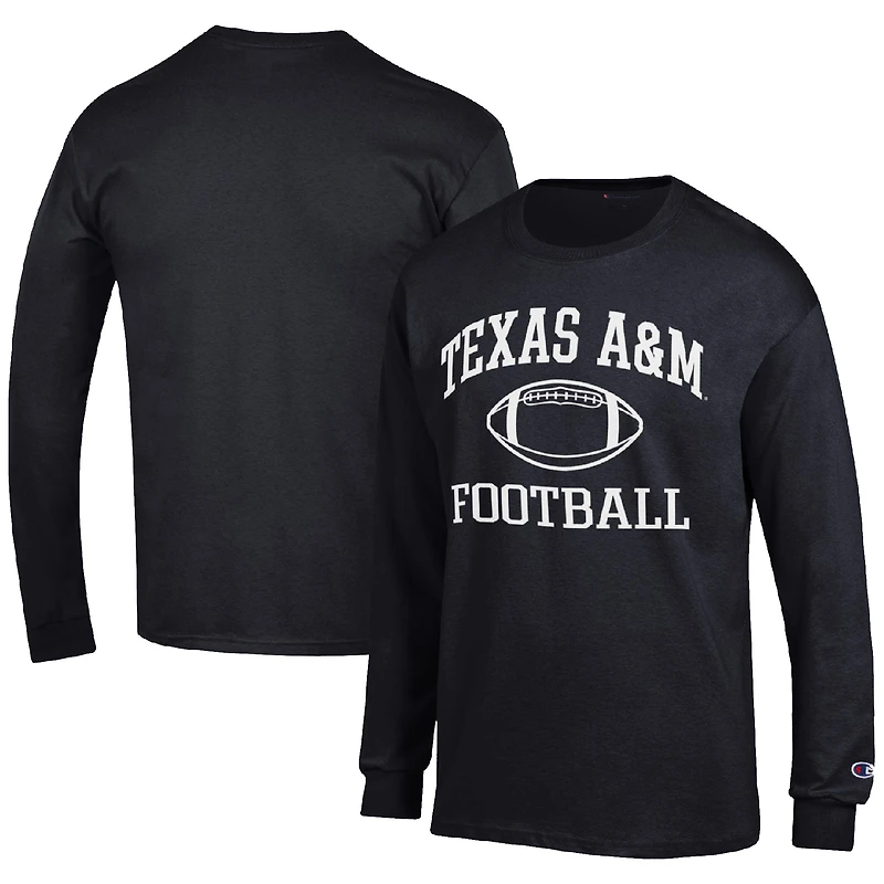 Men's Champion Black Texas A&M Aggies Football Icon Long Sleeve T-Shirt