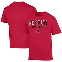 Men's Champion Red NC State Wolfpack Football Stack  T-Shirt