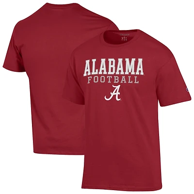 Men's Champion Crimson Alabama Crimson Tide Football Stack  T-Shirt