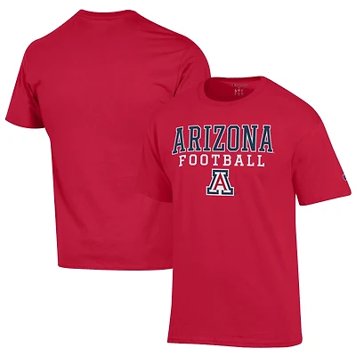 Men's Champion Red Arizona Wildcats Football Stack  T-Shirt