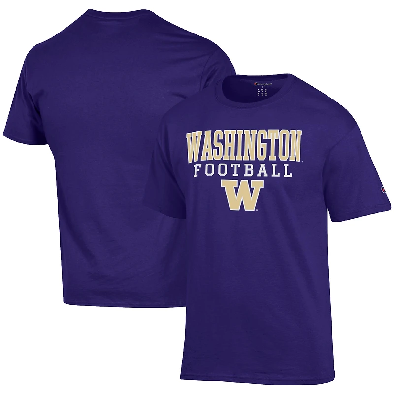 Men's Champion Purple Washington Huskies Football Stack T-Shirt