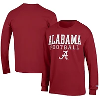 Men's Champion Crimson Alabama Crimson Tide Football Stack Long Sleeve T-Shirt