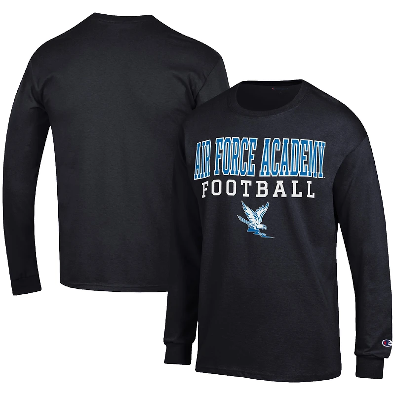 Men's Champion Black Air Force Falcons Football Stack Long Sleeve T-Shirt