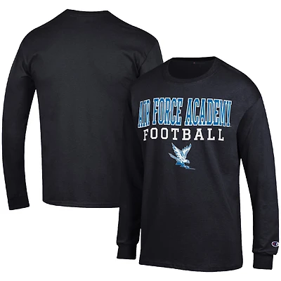 Men's Champion Black Air Force Falcons Football Stack Long Sleeve T-Shirt