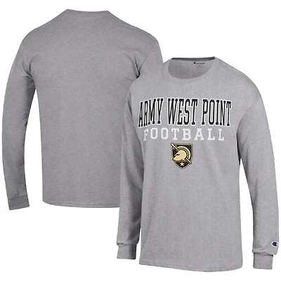 Men's Champion Heather Gray Army Black Knights Football Stack Long Sleeve T-Shirt