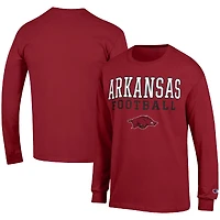 Men's Champion Cardinal Arkansas Razorbacks Football Stack Long Sleeve T-Shirt