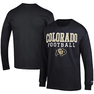 Men's Champion Black Colorado Buffaloes Football Stack Long Sleeve T-Shirt