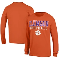 Men's Champion Orange Clemson Tigers Football Stack Long Sleeve T-Shirt