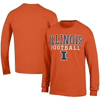 Men's Champion Orange Illinois Fighting Illini Football Stack Long Sleeve T-Shirt