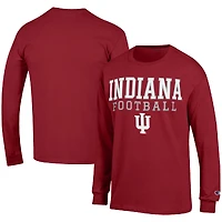 Men's Champion Crimson Indiana Hoosiers Football Stack Long Sleeve T-Shirt