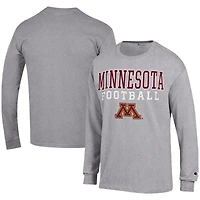 Men's Champion Heather Gray Minnesota Golden Gophers Football Stack Long Sleeve T-Shirt
