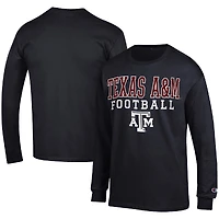 Men's Champion Black Texas A&M Aggies Football Stack Long Sleeve T-Shirt
