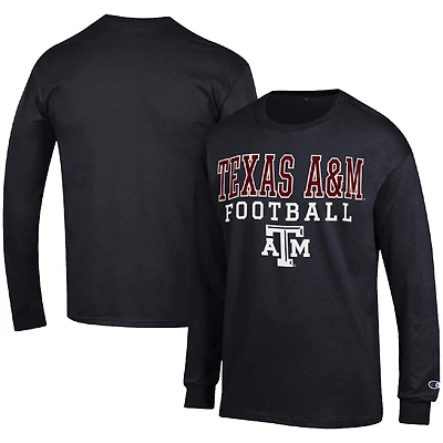 Men's Champion Black Texas A&M Aggies Football Stack Long Sleeve T-Shirt