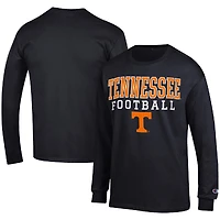 Men's Champion Black Tennessee Volunteers Football Stack Long Sleeve T-Shirt