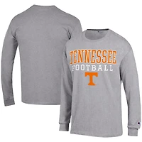 Men's Champion Heather Gray Tennessee Volunteers Football Stack Long Sleeve T-Shirt